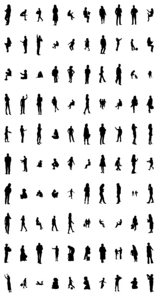 Silhouettes Vectorielles Silhouettes Esquissées Personnes Dessin Contour Silhouette Personnes Icône — Image vectorielle