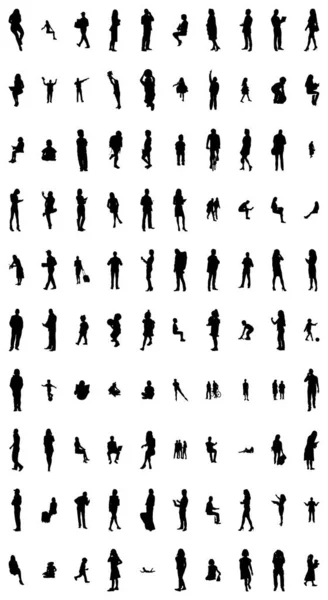 Vector Silhouettes Outline Silhouettes People Contour Drawing People Silhouette Icon — Stock Vector