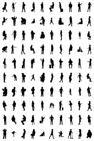 Silhouettes Vectorielles Silhouettes Esquissées Personnes Dessin Contour Silhouette Personnes Icône — Image vectorielle