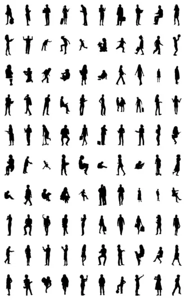 Silhouettes Vectorielles Silhouettes Esquissées Personnes Dessin Contour Silhouette Personnes Icône — Image vectorielle