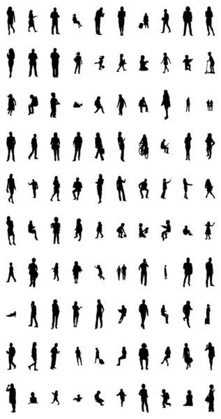 Silhouettes Vectorielles Silhouettes Esquissées Personnes Dessin Contour Silhouette Personnes Icône — Image vectorielle