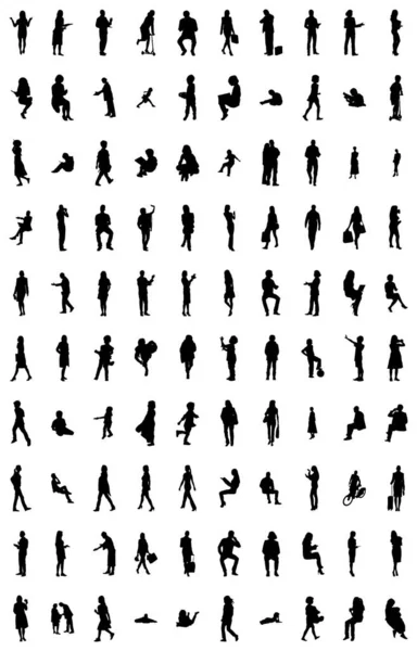 Silhouettes Vectorielles Silhouettes Esquissées Personnes Dessin Contour Silhouette Personnes Icône — Image vectorielle