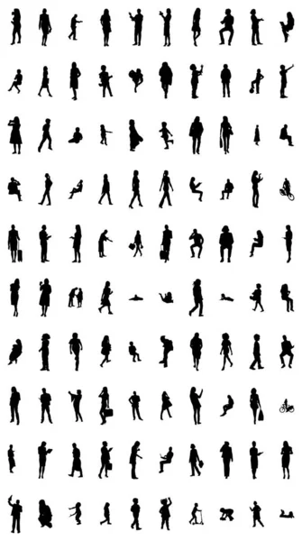 Vector Silhouettes Outline Silhouettes People Contour Drawing People Silhouette Icon — 스톡 벡터