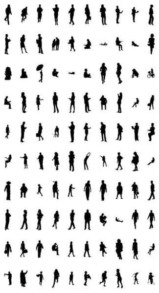 Silhouettes Vectorielles Silhouettes Esquissées Personnes Dessin Contour Silhouette Personnes Icône — Image vectorielle