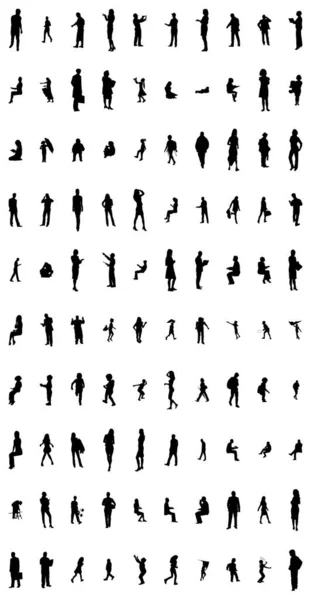 Silhouettes Vectorielles Silhouettes Esquissées Personnes Dessin Contour Silhouette Personnes Icône — Image vectorielle