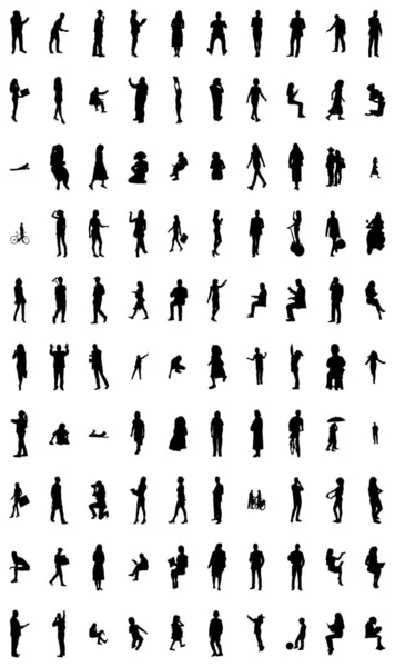 Silhouettes Vectorielles Silhouettes Esquissées Personnes Dessin Contour Silhouette Personnes Icône — Image vectorielle