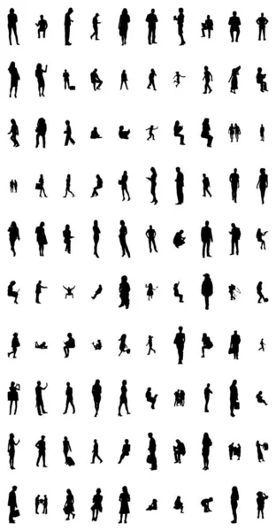 Vector Silhouettes Outline Silhouettes People Contour Drawing People Silhouette Icon — 스톡 벡터