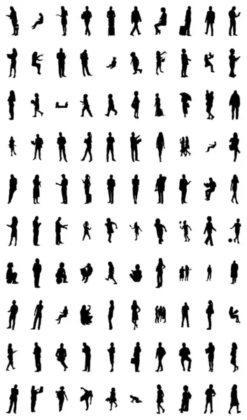 Silhouettes Vectorielles Silhouettes Esquissées Personnes Dessin Contour Silhouette Personnes Icône — Image vectorielle