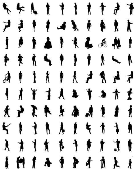 Vector Silhouettes Outline Silhouettes People Contour Drawing People Silhouette Icon — Stock Vector