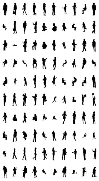 Vector Silhouettes Outline Silhouettes People Contour Drawing People Silhouette Icon — 스톡 벡터