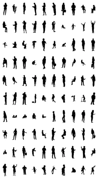 Vector Silhouettes Outline Silhouettes People Contour Drawing People Silhouette Icon — 스톡 벡터