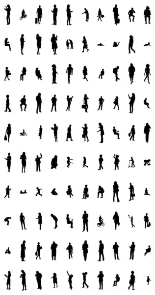 Vector Silhouettes Outline Silhouettes People Contour Drawing People Silhouette Icon — 스톡 벡터