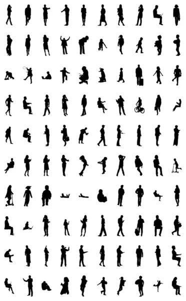 Silhouettes Vectorielles Silhouettes Esquissées Personnes Dessin Contour Silhouette Personnes Icône — Image vectorielle