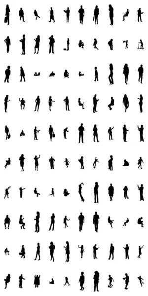 Vector Silhouetten Overzicht Silhouetten Van Mensen Contourtekening Personensilhouet Icoon Set — Stockvector