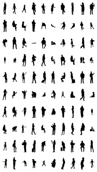 Vector Silhouettes Outline Silhouettes People Contour Drawing People Silhouette Icon — 스톡 벡터