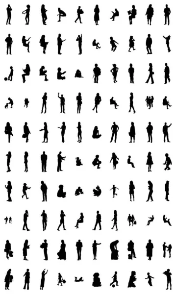 Silhouettes Vectorielles Silhouettes Esquissées Personnes Dessin Contour Silhouette Personnes Icône — Image vectorielle