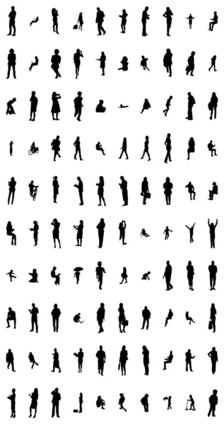 Vector Silhouettes Outline Silhouettes People Contour Drawing People Silhouette Icon — 스톡 벡터