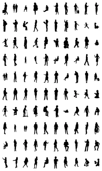 Vector Silhouettes Outline Silhouettes People Contour Drawing People Silhouette Icon — Stock Vector