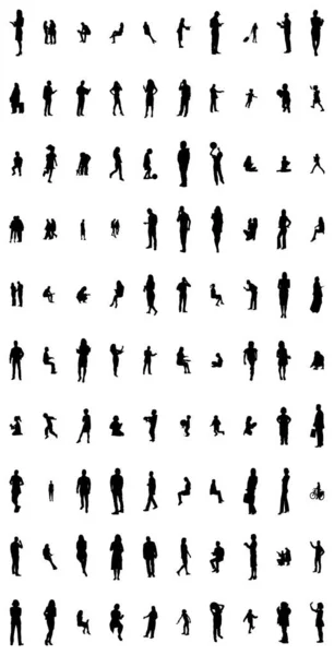 Vector Silhouettes Outline Silhouettes People Contour Drawing People Silhouette Icon — Stock Vector