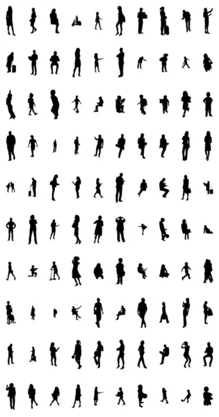 Vector Silhouettes Outline Silhouettes People Contour Drawing People Silhouette Icon — 스톡 벡터