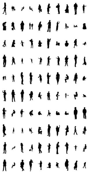 Vector Silhouetten Overzicht Silhouetten Van Mensen Contourtekening Personensilhouet Icoon Set — Stockvector