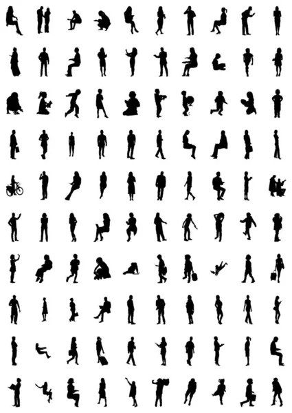 Silhouettes Vectorielles Silhouettes Esquissées Personnes Dessin Contour Silhouette Personnes Icône — Image vectorielle