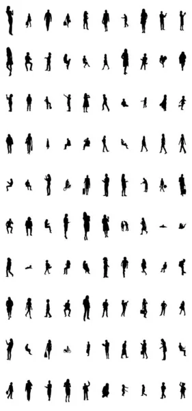 Vector Silhouettes Outline Silhouettes People Contour Drawing People Silhouette Icon — Stock Vector