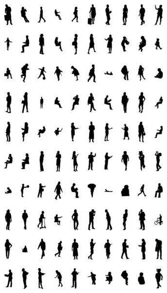 Silhouettes Vectorielles Silhouettes Esquissées Personnes Dessin Contour Silhouette Personnes Icône — Image vectorielle