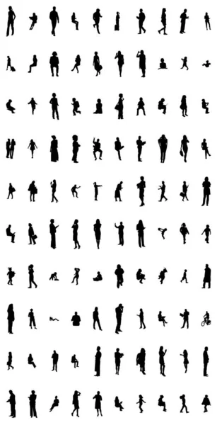 Silhouettes Vectorielles Silhouettes Esquissées Personnes Dessin Contour Silhouette Personnes Icône — Image vectorielle