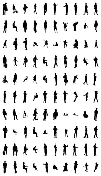 Silhouettes Vectorielles Silhouettes Esquissées Personnes Dessin Contour Silhouette Personnes Icône — Image vectorielle