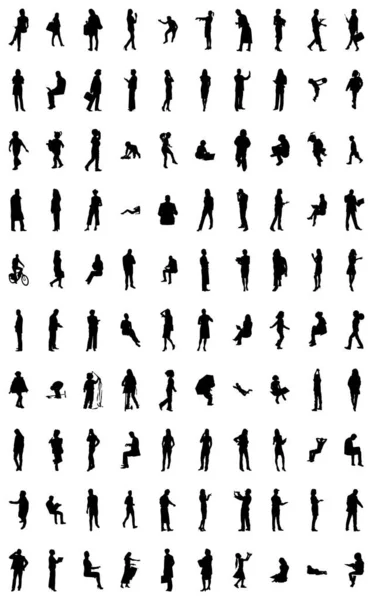 Silhouettes Vectorielles Silhouettes Esquissées Personnes Dessin Contour Silhouette Personnes Icône — Image vectorielle