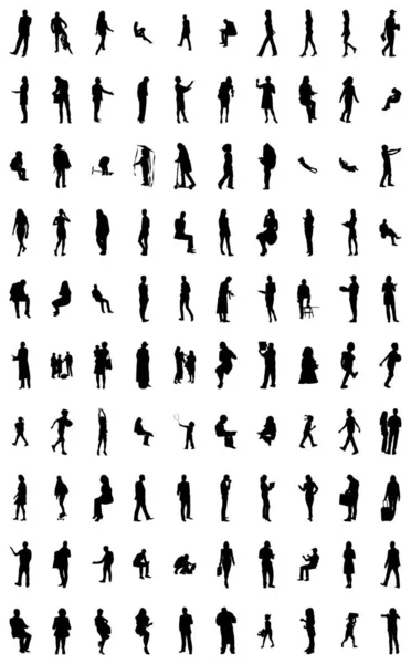 Silhouettes Vectorielles Silhouettes Esquissées Personnes Dessin Contour Silhouette Personnes Icône — Image vectorielle