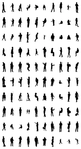 Vector Silhouettes Outline Silhouettes People Contour Drawing People Silhouette Icon — 스톡 벡터