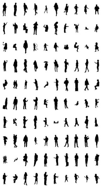 Silhouettes Vectorielles Silhouettes Esquissées Personnes Dessin Contour Silhouette Personnes Icône — Image vectorielle