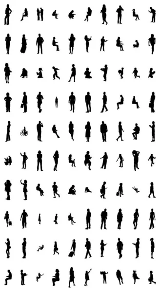 Vector Silhouettes Outline Silhouettes People Contour Drawing People Silhouette Icon — 스톡 벡터