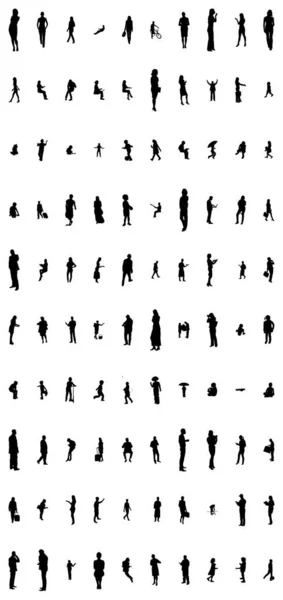 Silhouettes Vectorielles Silhouettes Esquissées Personnes Dessin Contour Silhouette Personnes Icône — Image vectorielle