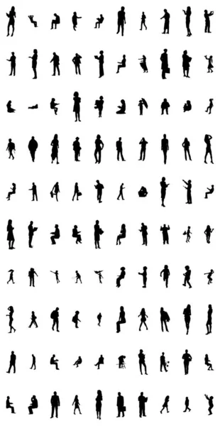 Vector Silhouettes Outline Silhouettes People Contour Drawing People Silhouette Icon — 스톡 벡터