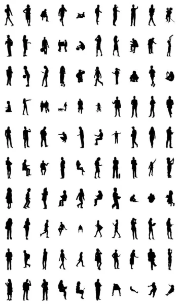 Silhouettes Vectorielles Silhouettes Esquissées Personnes Dessin Contour Silhouette Personnes Icône — Image vectorielle