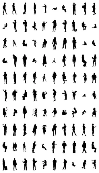 Silhouettes Vectorielles Silhouettes Esquissées Personnes Dessin Contour Silhouette Personnes Icône — Image vectorielle