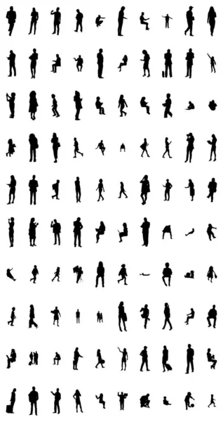 Vector Silhouettes Outline Silhouettes People Contour Drawing People Silhouette Icon — 스톡 벡터