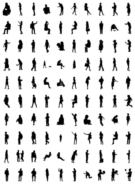 Silhouettes Vectorielles Silhouettes Esquissées Personnes Dessin Contour Silhouette Personnes Icône — Image vectorielle