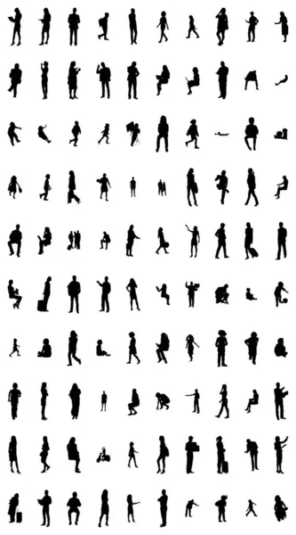 Silhouettes Vectorielles Silhouettes Esquissées Personnes Dessin Contour Silhouette Personnes Icône — Image vectorielle