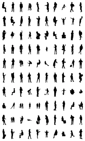 Vector Silhouettes Outline Silhouettes People Contour Drawing People Silhouette Icon — 스톡 벡터