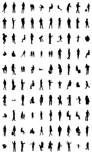 Silhouettes Vectorielles Silhouettes Esquissées Personnes Dessin Contour Silhouette Personnes Icône — Image vectorielle