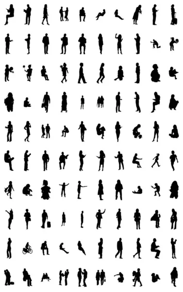 Silhouettes Vectorielles Silhouettes Esquissées Personnes Dessin Contour Silhouette Personnes Icône — Image vectorielle