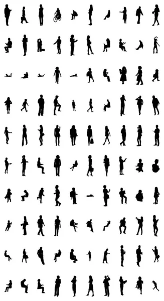 Silhouettes Vectorielles Silhouettes Esquissées Personnes Dessin Contour Silhouette Personnes Icône — Image vectorielle