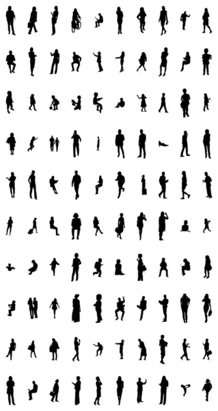 Vector Silhouettes Outline Silhouettes People Contour Drawing People Silhouette Icon — Stock Vector