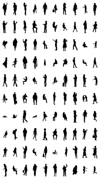 Vector Silhouetten Overzicht Silhouetten Van Mensen Contourtekening Personensilhouet Icoon Set — Stockvector