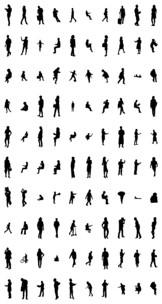 Vector Silhouetten Overzicht Silhouetten Van Mensen Contourtekening Personensilhouet Icoon Set — Stockvector