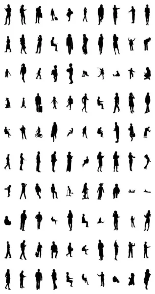 Vector Silhouettes Outline Silhouettes People Contour Drawing People Silhouette Icon — 스톡 벡터